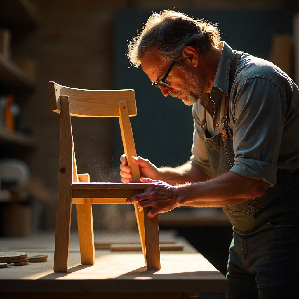 Noggrann kvalitetskontroll av en handgjord möbel